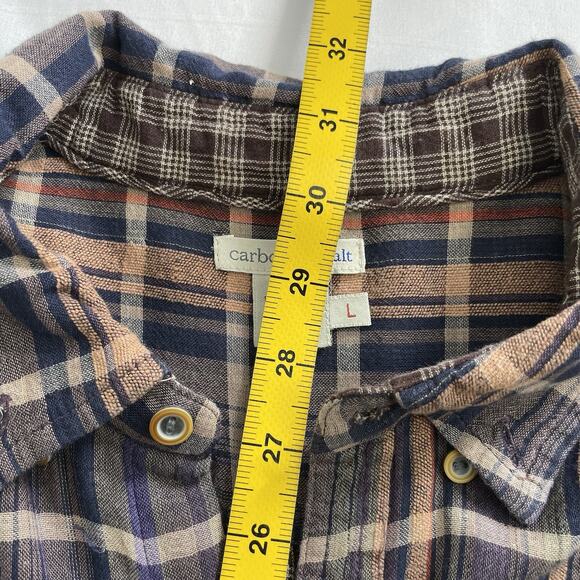 Carbon 2 Cobalt Men's Brown Plaid‎ Button Up Shirt Size L Classic Casual Rustic - Picture 14 of 14